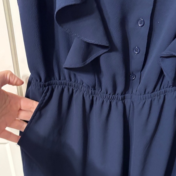 Reitmans Dark Blue Ruffle Jumpsuit - Picture 4 of 7